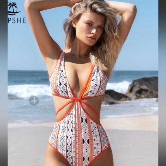 Orange Boho One-Piece Swimsuit size M - Picture 1 of 2